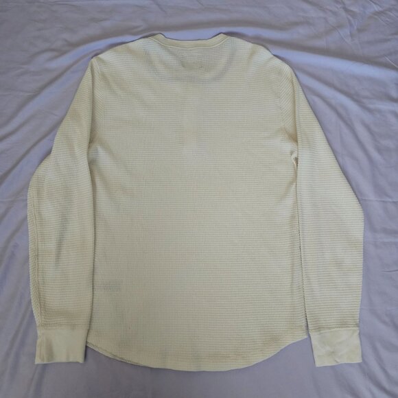Abercrombie & Fitch Cream Long Sleeve Classic Waffle Henley Shirt Men's Medium - Picture 5 of 13